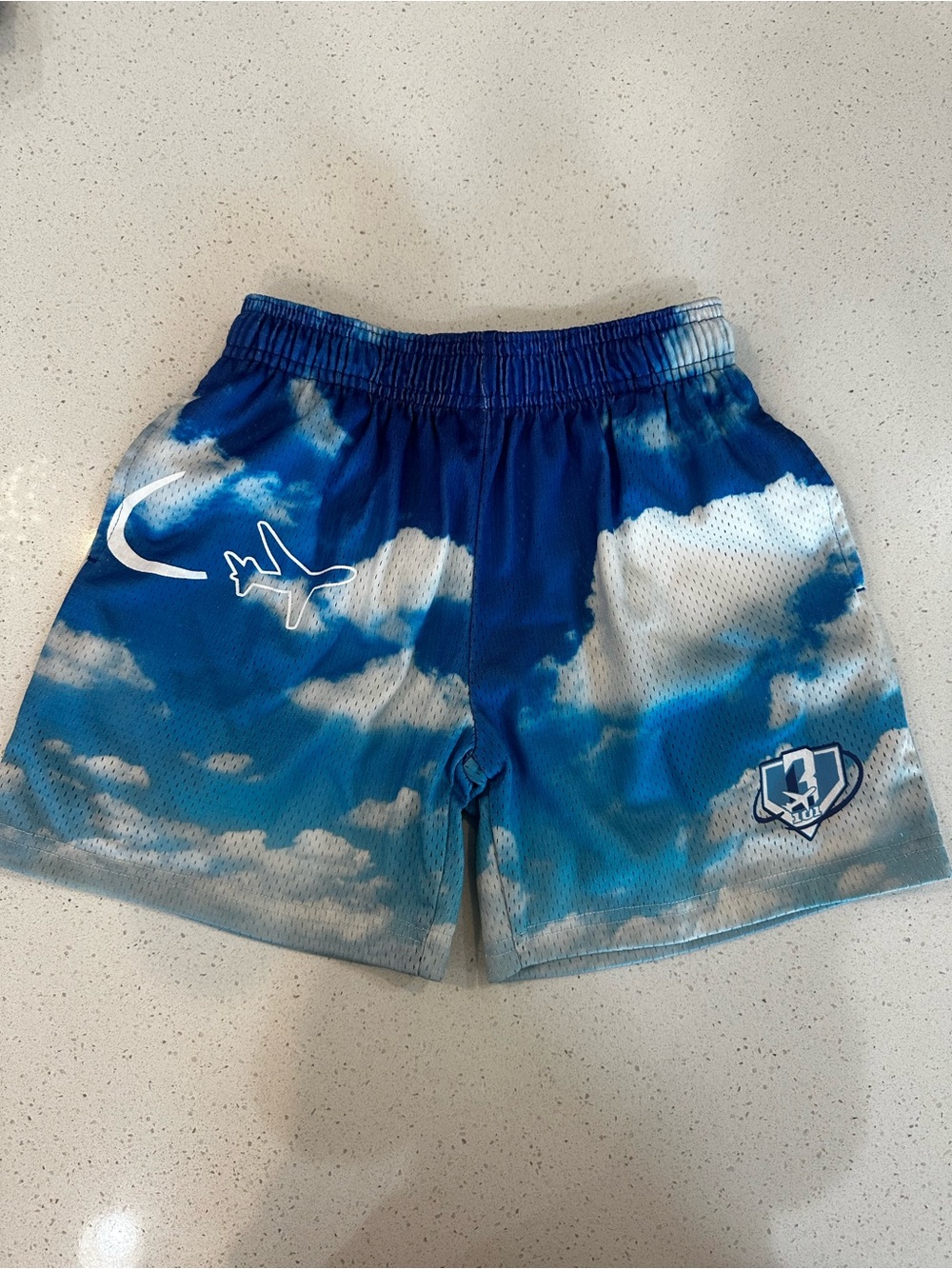 Youth Baseball lifestyle BB101 Cloud-Print Athletic Shorts with Elastic Waist